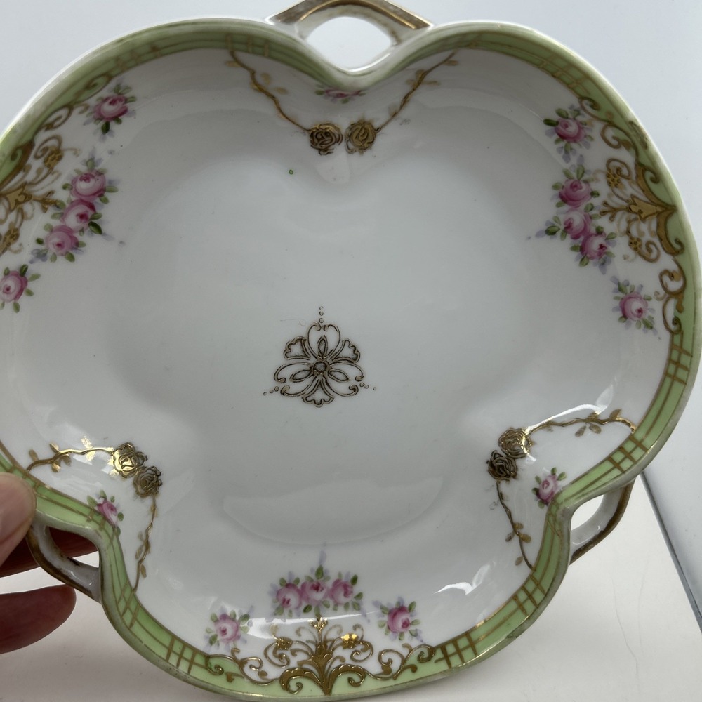 Antique Nippon Cottagcore Hand Painted Porcelain Candy Dish Floral Gold Moriage - Picture 2 of 9